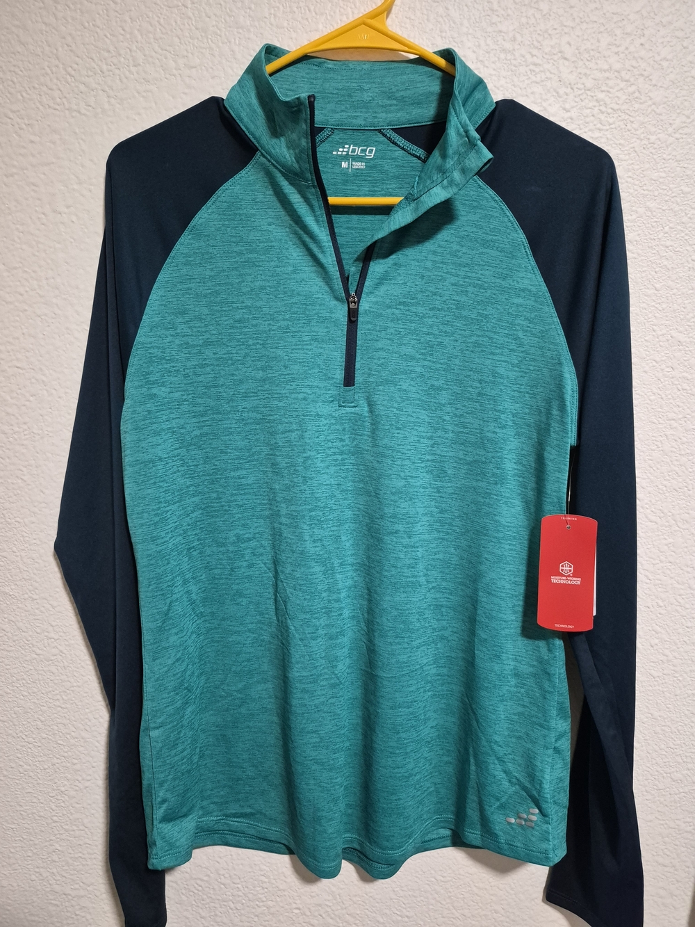 bcg Men's Quarter-Zip Pullover - Teal with Navy Trim
